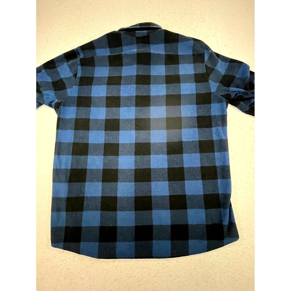 Wrangler Authentics Shacket Mens Large Blue Black Flannel Buffalo Plaid Lined